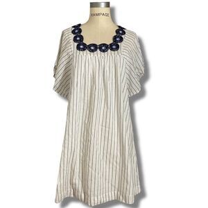 Madewell Women’s Size XS Embroidered Butterfly Dress White Striped Vintage Style